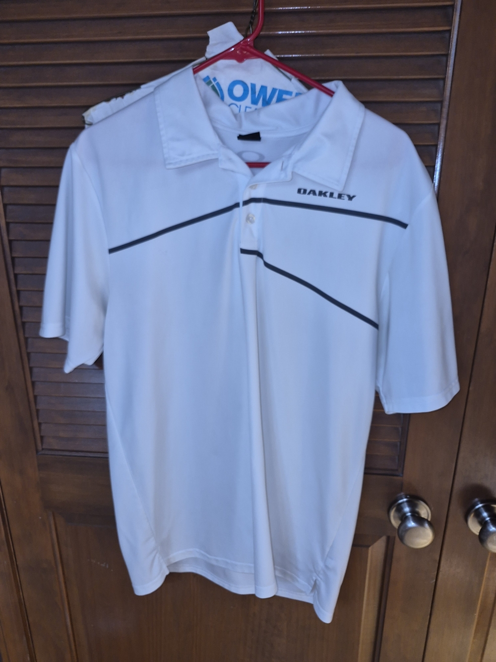 Oakley White Polo with Black Accent Stripes